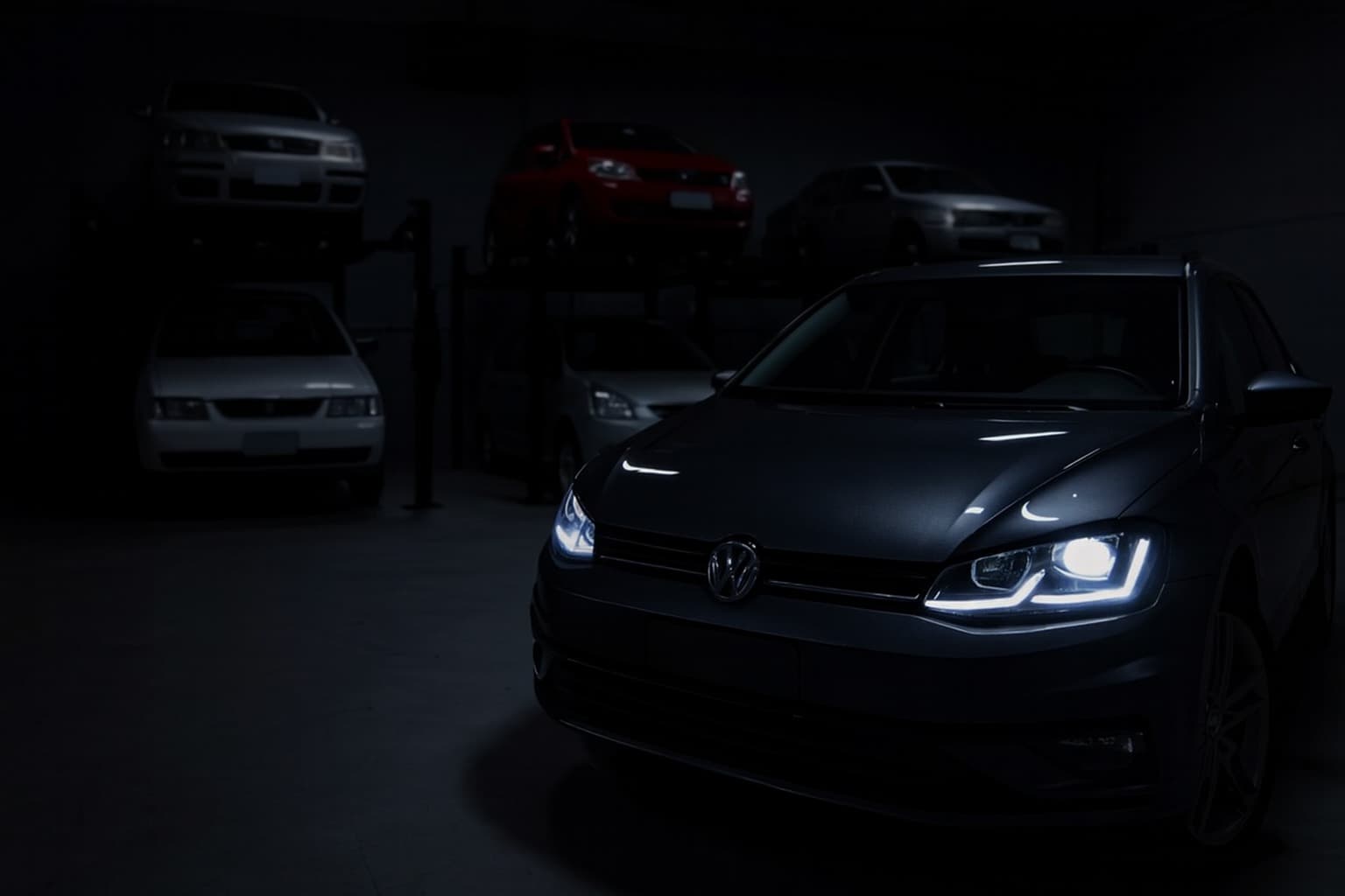 Auto deportivo de lujo en garaje